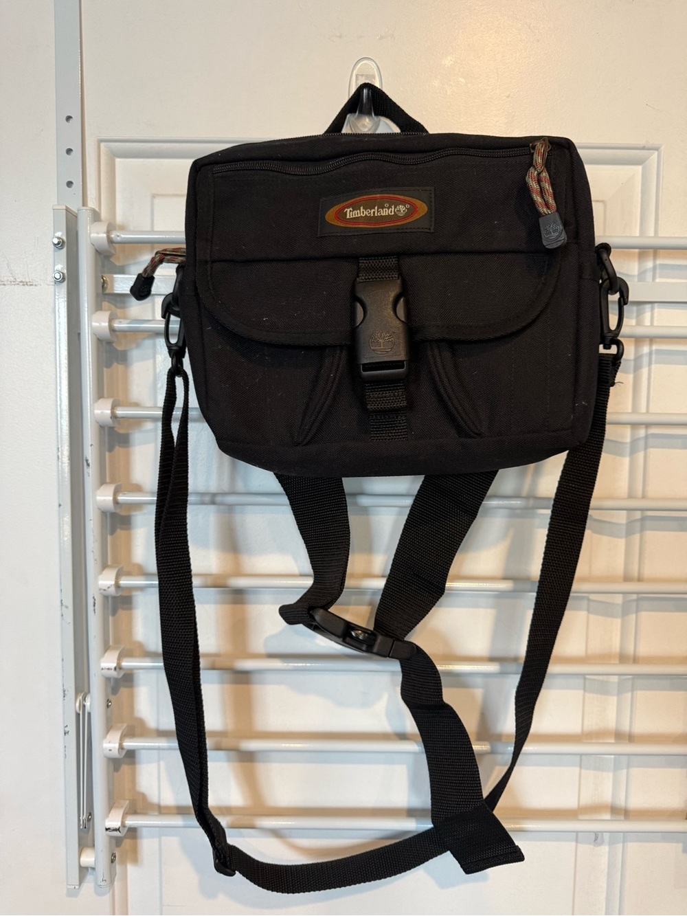 Timberland Black Compact Crossbody Messenger Bag converts to waist bag